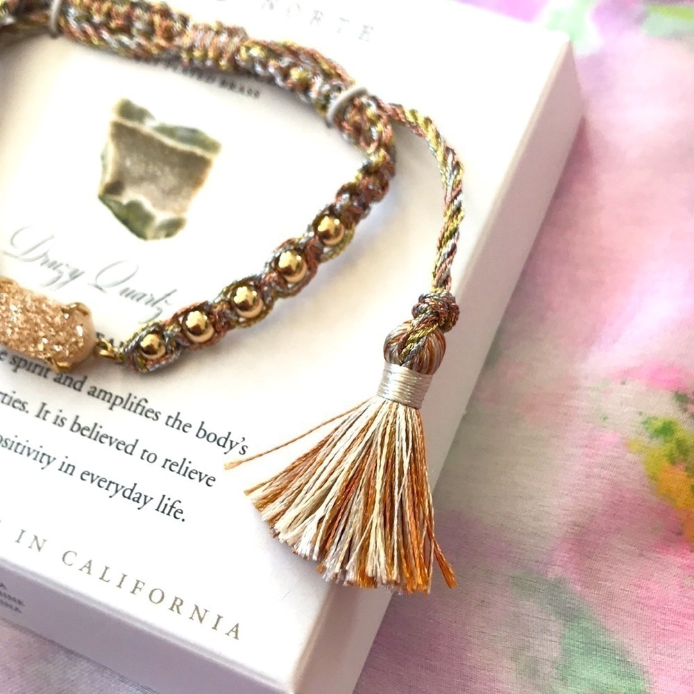 Brand New Luna Norte Druzy Quartz Adjustable Beaded Bracelet Promotes Positivity - Picture 4 of 7